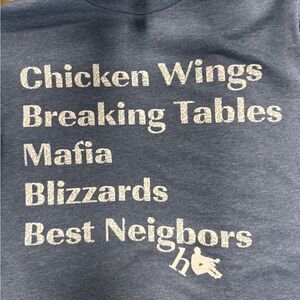 Heather Navy blue Buffalo Bills mafia fan shirt. New size Large